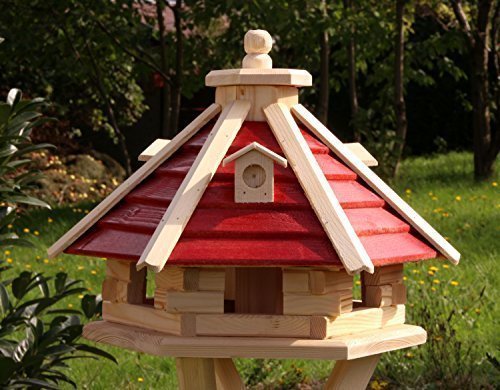 holzdekoladen Vogelhaus Vogelhäuser aus Holz Typ 21 (ohne Ständer, Rot)