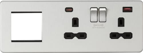 Schraubenlose 13A 2G DP Steckdose mit USB Schnellladung + 2G modulare Kombination Platte