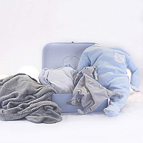 BebeDeParis | Originelle Geschenke für Neugeborene | Baby-Kuscheldecke | Ideal für Spaziergänge | Doudou | 3-6 Monate (blau)