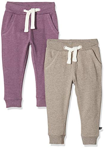 MINYMO Mädchen 2er Pack Sweat Pants/Freizeithose Hose, Mehrfarbig (Purple/Grau 647), (Herstellergröße:110)
