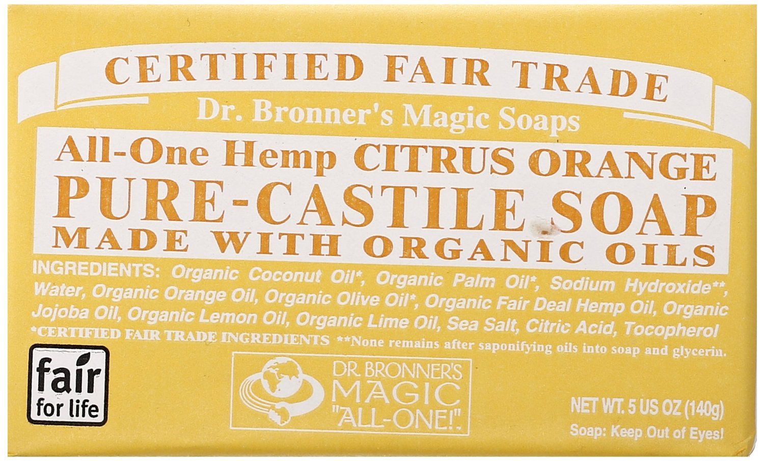 Dr. Bronner's Magic Soaps All-One Hemp Pure-Castile Soap Citrus Orange -- 5 oz Each / Pack of 3 by Dr. Bronner's