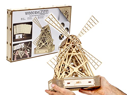 Wooden.City Holzmodellbausatz zum Bauen - Mühle - Mechanisch - Geburtstag Jugendliche und Erwachsene - 3D Puzzle DIY Spielzeug - Laser Cut WR307