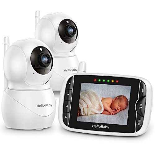 HelloBaby Monitor mit Kamera und Audio, IPS-Bildschirm LCD-Display Video-Baby-Monitor Keine WiFi Infrarot-Nachtsicht, Temperatur, 8 Sprachen, Lullaby, Zwei-Wege-Audio-und VOX-Modu