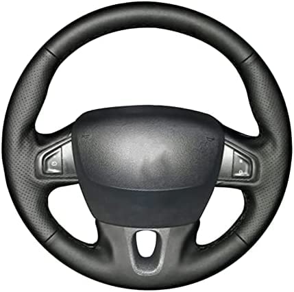 Black Leather Car Steering Wheel Cover, for Renault Megane 3 Grand Scenic 3 Kangoo 2 Fluence ZE, for Nissan NV250,Red and Blue Line