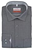 MARVELIS Modern Fit Hemd Langarm mit Brusttasche Struktur grau mit schwarzem Muster Größe 44