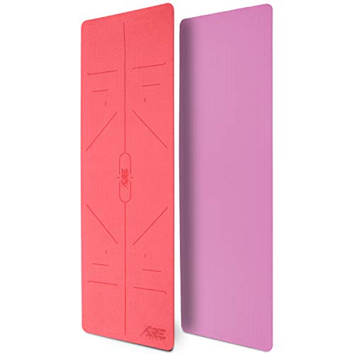 RE:SPORT Yogamatte Phthalatfrei - Gymnastikmatte rutschfest, Fitnessmatte schadstofffrei, Trainingsmatte mit Tragegurt 183 x 61 x 0,6 cm Pink