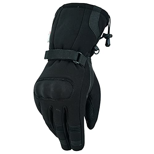 Motorrad Handschuhe Winter, Warm Handschuhe , Wasserdicht Winddicht Schutz Handschuhe (Schwarz, L)