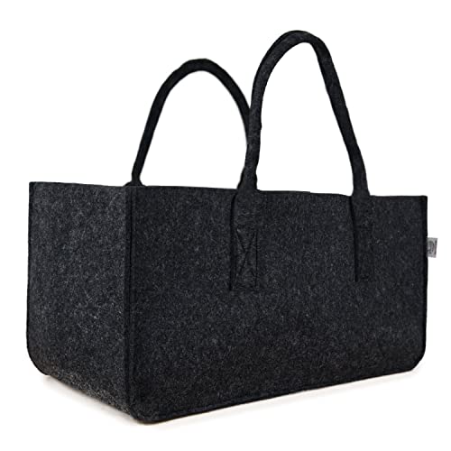 MC-Trend 10er Set große Filztasche in anthrazit 50x25x25cm Kaminholztasche Kaminholzkorb Filzkorb Einkaufskorb Zeitungskorb Shopper Aufbewahrung Korb für Holz Zeitungen Kaminholz Plotten(10er Set)