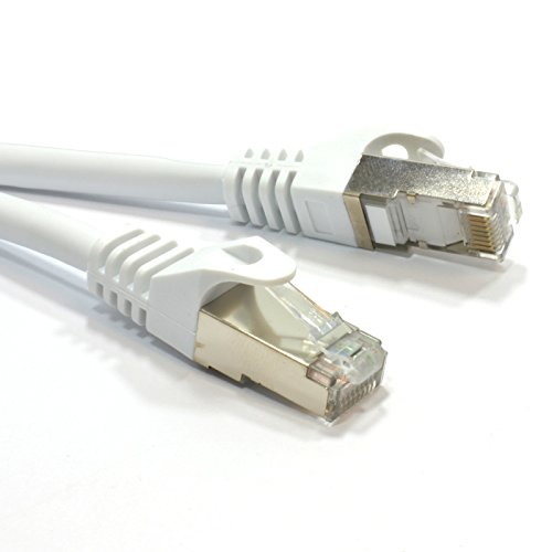 CAT6A SSTP Snagless Abgeschirmtes RJ45 Netzwerk Ethernet 10gig Kabel 20 m Weiß [20 Meter/20m]