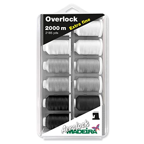Madeira Aerolock Nr. 180 2000 Meter Overlock Extrafein, Weiß und Schwarz