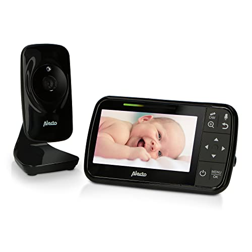Alecto DVM149 Babyphone mit Kamera - Indoor Videobabyphone mit Bildschirmauflösung: 480x272 - Babyfon mit Temperaturanzeige - VOX Funktion und Alarm - Dreh und Schwenkbar - Schlaflieder - Schwarz