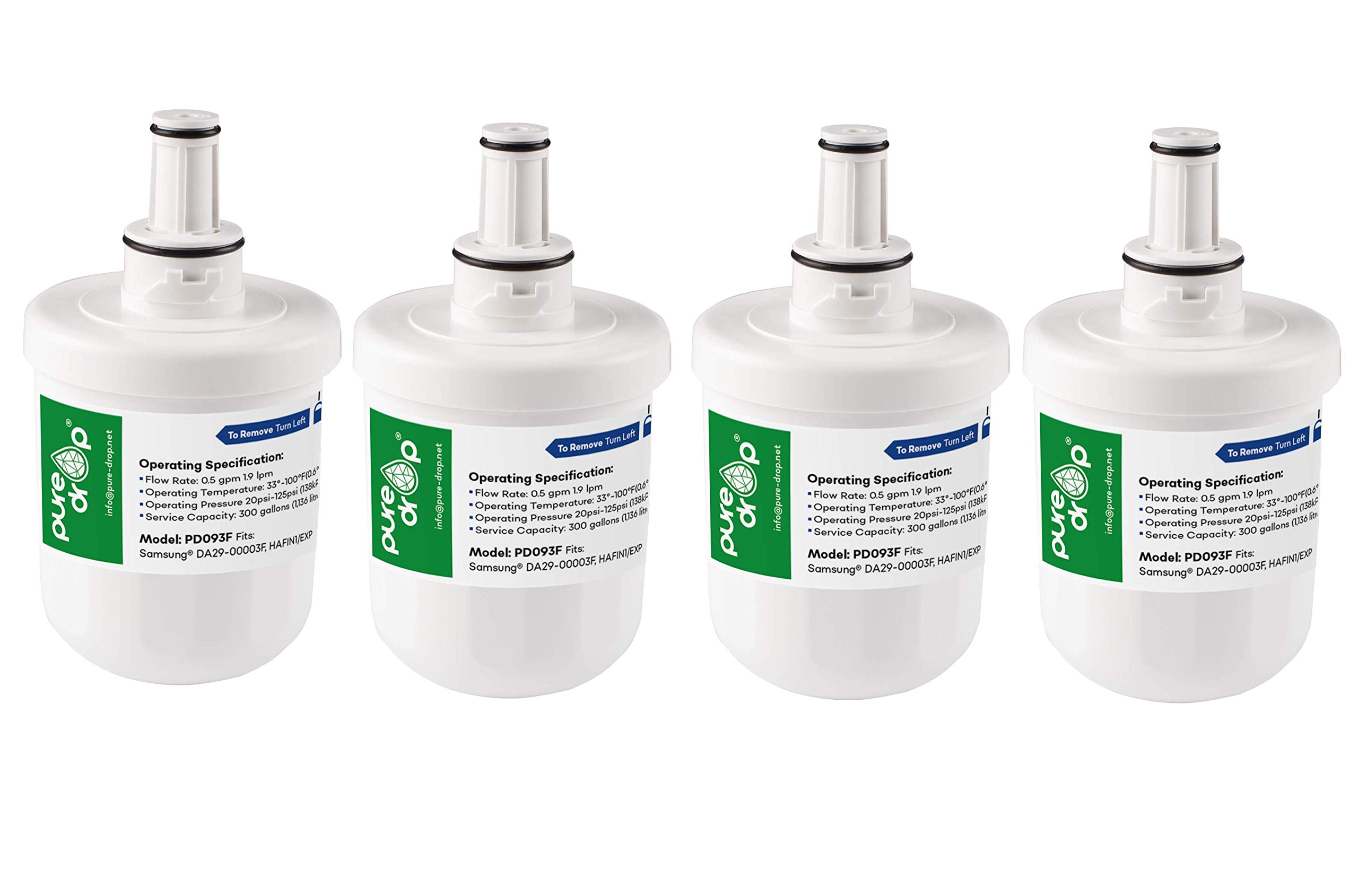 4 x AL-093B Kühlschrank-Wasserfilter kompatibel mit Samsung HAFIN1/EXP DA29-00003B DA29-00003G DA61-00159A-B