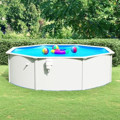Pool & Spa Schwimmbecken mit Stahlwand rund 460x120cm Weiß-Home & Garden
