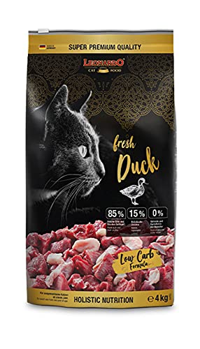 Leonardo Fresh Duck & Poultry [4kg] Katzenfutter | Trockenfutter mit 85% Frischfleisch für Katzen | Alleinfuttermittel für ausgewachsene Katzen Aller Rassen ab 1 Jahr