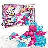 CRAZE MAGIC SAND Unicorn Set | Kinetischer Sand mit Glitzer 600 g, Bastelset Kinder mit Knetsand & Einhorn Formen, dreifarbig Einhorn magischer Sand