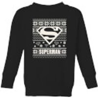 DC Superman Knit Pattern Kinder Weihnachtspullover - Schwarz - 5-6 Jahre - Schwarz
