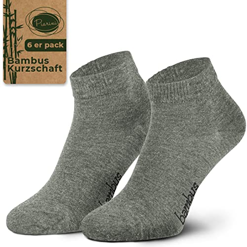 Piarini Gr. 35 36 37 38 6 Paar Bambussocken Damen-Socken Frauen-Kurzschaf kurz antibakteriell grau