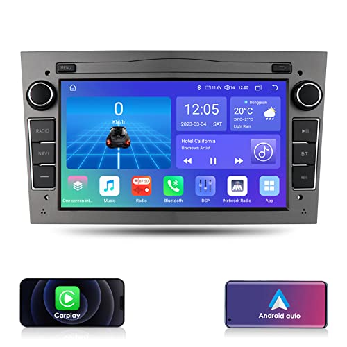 Ossuret Android 12 Autoradio für Opel Antara/Astra H/Combo/Vectra C, 8 Core 7 Zoll QLED Touchscreen GPS Navigation mit Carplay Weather Bluetooth DSP SWC (Grau)