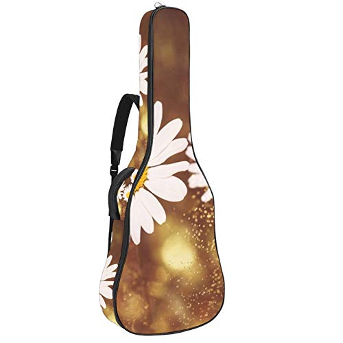 Gitarrentasche mit Reißverschluss, wasserdicht, weich, für Bassgitarre, Akustik- und klassische Folk-Gitarre, Gänseblümchen, Wildblumen