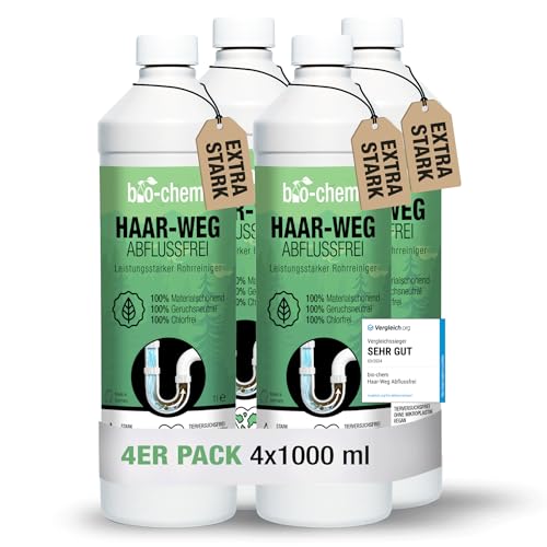 Bio-Chem Haar-Weg Abfluss-Frei Sparpack 4x1000 ml Abflussreiniger Rohrreiniger chlorfrei