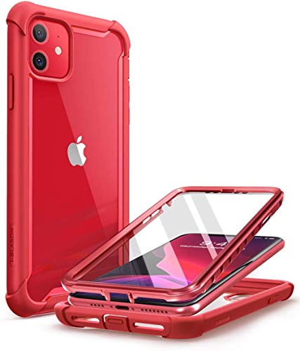 i-Blason Ares Schutzhülle für iPhone 11 6,1 Zoll (2019 Release), zweilagige robuste transparente Schutzhülle mit integriertem Displayschutz (Metallic Red), iPhone11-6.1-Ares-SP-MetallicRed