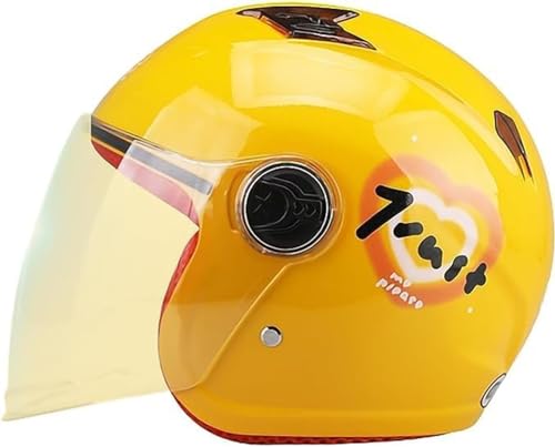 Motorrad-Cartoon-Kinderhelme 3/4-Jet-Helme Für Elektrofahrräder Für Kinder Von 2–14 Jahren, ECE-Geprüfter Jugend-Go-Kart-Vierrad-ATV-Moped-Helm B,50-55cm