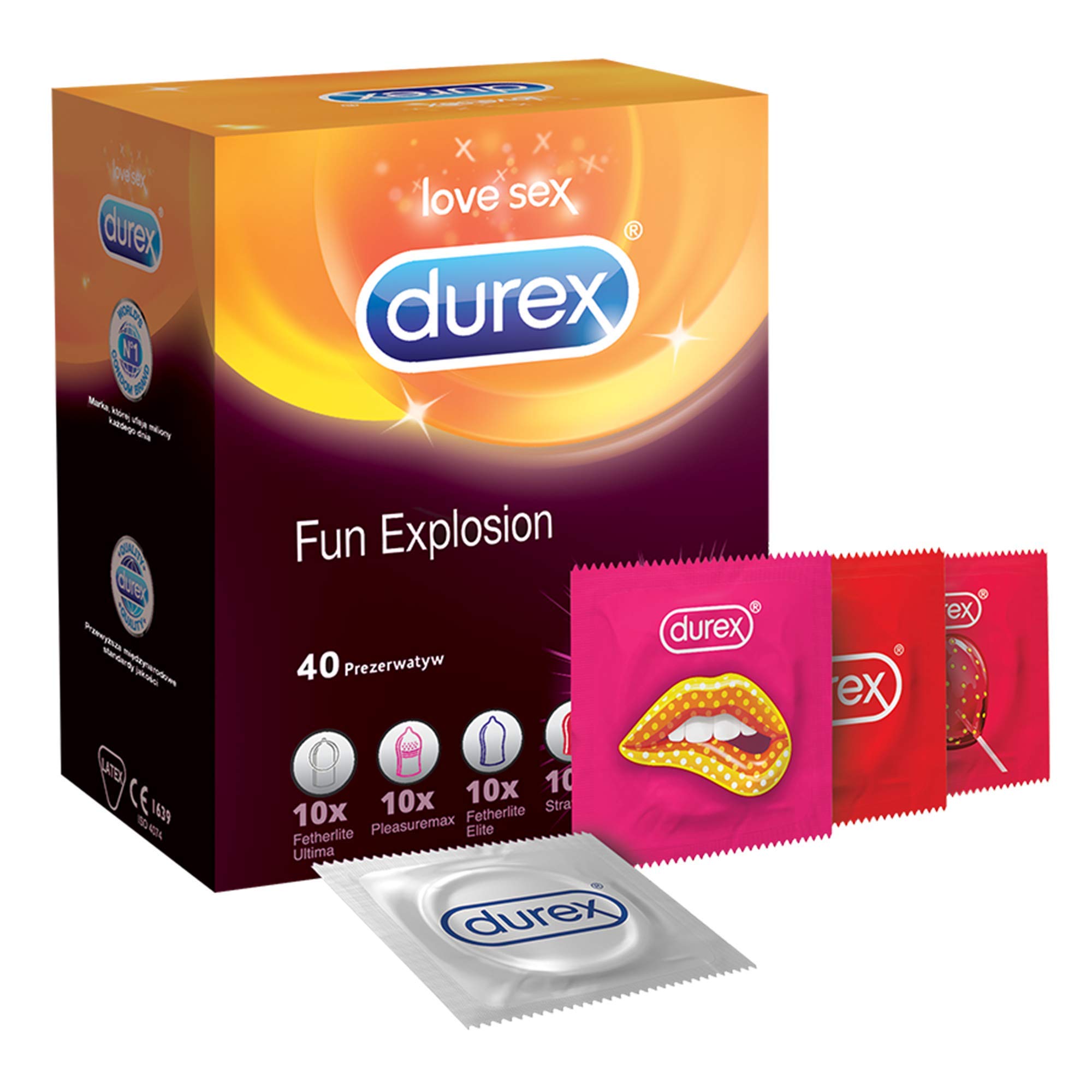 Durex Fun Explosion Kondome – Verschiedene Sorten für aufregende Vielfalt - Verhütung, die Spaß macht Latex Apfel – 40er Großpackung (1 x 40 Stück), Black Gummi