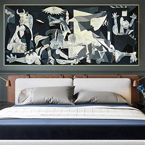 Pablo Picasso, Guernica 1937, Leinwand Ölgemälde Kunstwerk Poster Bild Moderne Wanddekor Dekoration 50x100cm (20x39in) Mit Rahmen