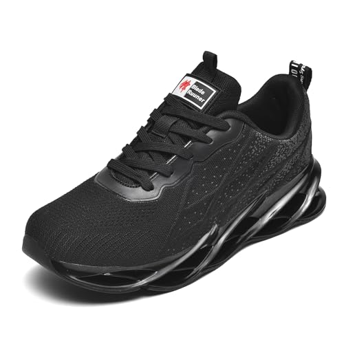 Herren Laufschuhe Flying Textile Upper Atmungsaktiv Leicht Sport Mode Fitness Jogging Schuhe G33 Schwarz EU 42 Black