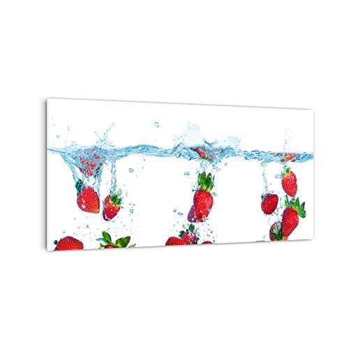 DekoGlas Küchenrückwand 'Erbeere in Wasser' in div. Größen, Glas-Rückwand, Wandpaneele, Spritzschutz & Fliesenspiegel