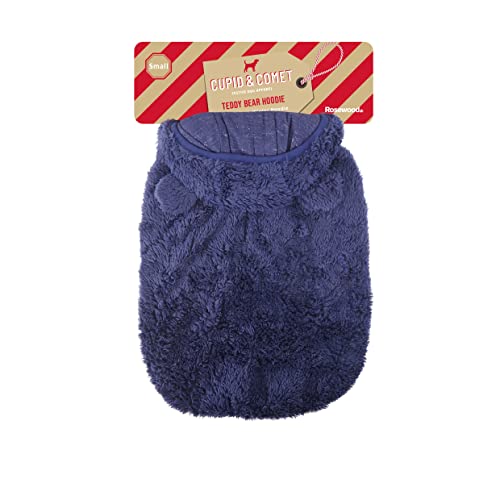 Rosewood Kapuzenpullover für Hunde und Katzen, superweich, klein, Teddybär, Marineblau, 54 cm