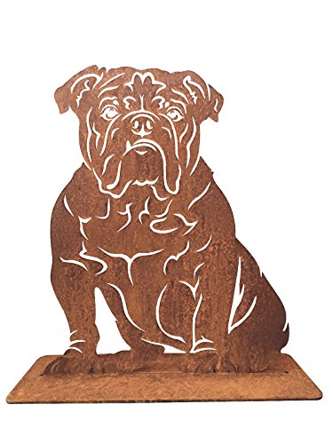 Terma Stahldesign Rostfigur, Edelrost Gartenfigur, englisch Bulldogge, Hund 60 cm