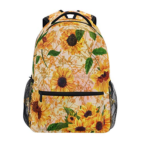 HaJie Rucksack mit Sonnenblumen-Blätter-Druck, Reise-Tagesrucksack, große Kapazität, lässiger Rucksack, Schultasche, Schultergurte, Computer-Laptop-Tasche für Damen, Herren, Teenager, Mädchen, Jungen