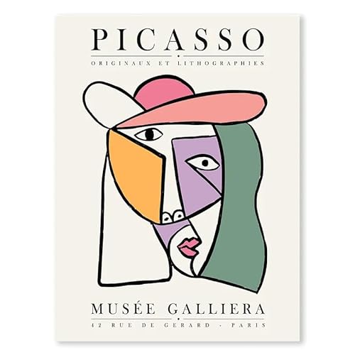 GIBOH Abstrakte Picasso-Linienfigur, Poster und Drucke, Moderne Wandkunst, Geometrie, Leinwandgemälde, nordische ästhetische Bilder für Heimdekoration, 50 x 70 cm x 1, ohne Rahmen