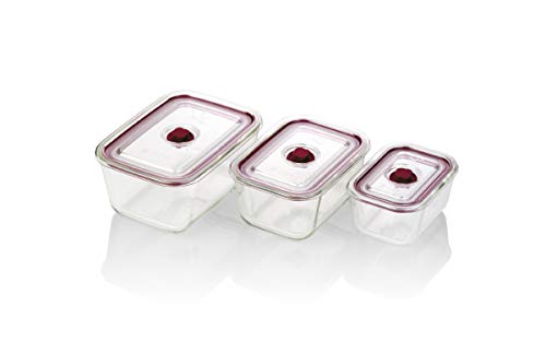 Jata HREC4204 Frischhaltedosen Set aus Glas, durchsichtig, 500, 800, 1000 ml