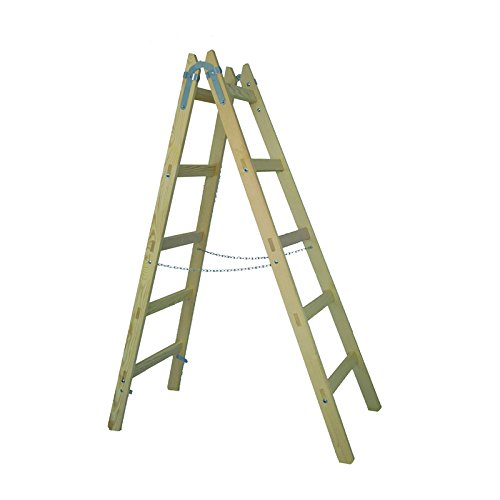 Holzleiter Leiter Stehleiter 159cm - 5 Sprossen - Malerleiter Holzstehleiter - DEWEPRO/x-tools