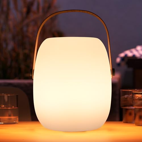 ZWOOS Tischlampe Kabellos, LED Akku Tischleuchte tragbare mit RGB Farbwechsel, Nachttischlampe Aufladbar mit Kerzenflackermodus, IP54 wasserdicht, mit Fernbedienung