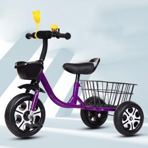 Dreirad mit großem hinteren Kunststoffkorb,Outdoor-Scooter-Fahrrad für Jungen und Mädchen im Alter von 3–4 Jahren,3-Rad-Trikes mit höhenverstellbarem Sattel,Pedal-Dreiräder,Kinder-Trikes mit Titanrad