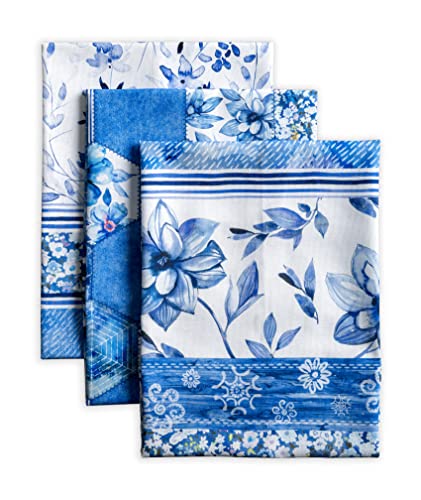 Maison d' Hermine Summer Blue 100% Baumwolle Set von 3 Multi-Purpose Küchenhandtuch | Bar Handtücher | Frühling / Sommer | Ostern (50cm X 70cm)