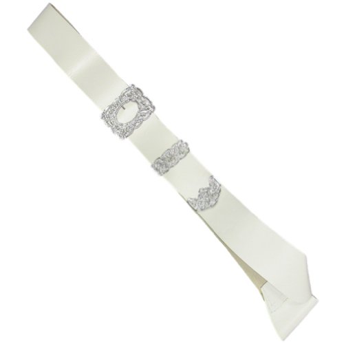 Tartanista - Herren Kilt-Umhängegürtel für Dudelsackspieler - silber- oder goldfarbene Schnalle - Weiß mit silberfarbener Schnalle