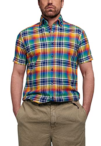 eterna Kurzarm Hemd, Regular fit, Upcycling Shirt, bunt kariert Größe 50