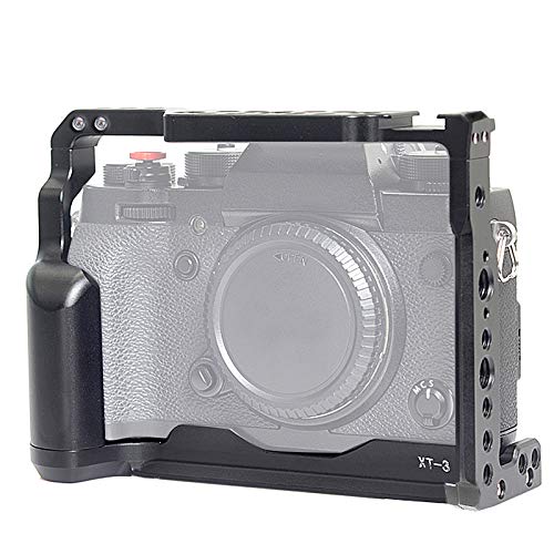 Fotga Camera Cage Kamerakäfig für Fujifilm X-T3 X-T2 Kamera, CNC Aluminum Metall Videokäfig für Fuji XT3 XT2 mit Kalter Schuh Montieren, NATO Schiene, mehrere 1/4"-20 & 3/8"-16 Gewindebohrungen