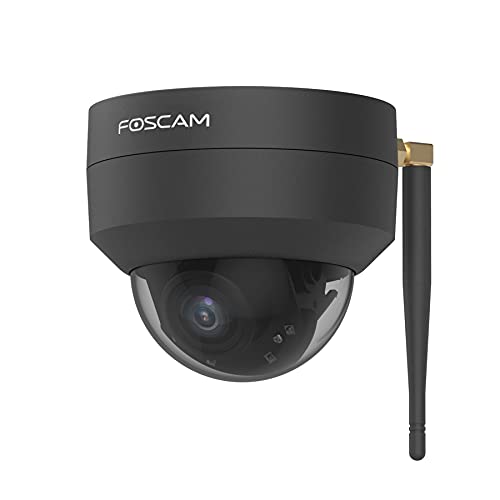 Foscam D4Z IP-Sicherheitskamera für den Außenbereich, Anti-Vandalika, IK10, 4 Megapixel, Zoom x4, kompatibel mit Alexa, Intelligente humanitäre Erkennung AI (Foscam D4Z, Schwarz)