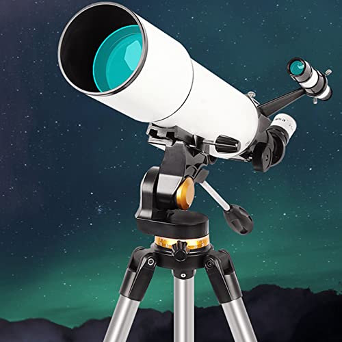 Teleskope für Erwachsene, Astronomie, 80 mm großes Objektiv, Teleskope für Erwachsene, Astronomie, Teleskop mit Tragetasche und Stativ für Kinder, Anfänger (weiß D)