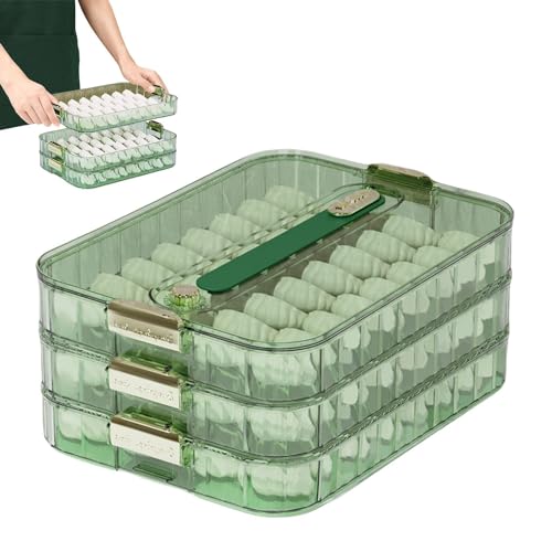 Knödel-Snack-Tablett, Snackbox-Behälter mit Zeitmessung, Knödel-Snack-Tablett mit Zeitmessung, transparente Lebensmittelaufbewahrungsbox für Küche und Kühlschrank, Gefrierbehälter, stapelbar und frisc