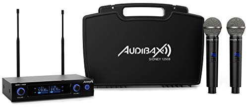 Audibax Sidney 1250 B Professionelles Doppelhandmikrofon UHF Frequenz B + Koffer