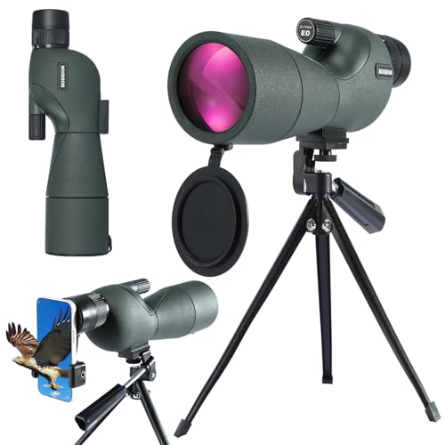 Spektiv,High Power Zoom Spektiv mit Handy-Adapter,Stativ,Tragetasche 45 Grad abgewinkeltes Okular Teleskop für Zielschießen Stargazing Vogelbeobachtung Jagen