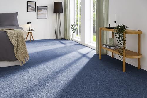 Teppichboden Verlours Auslegware Uni dunkelblau 550 x 400 cm. Weitere Farben und Größen verfügbar