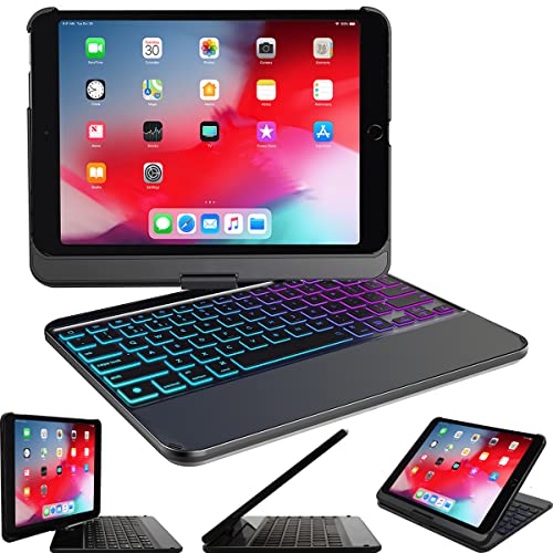 Snugg Tastatur für iPad Air 3 (2019) / iPad 10.2" (7th Gen) / iPad Pro 10.5" von kabellose, hintergrundbeleuchtete Bluetooth-Tastatur, Cover 360° drehbare Tastatur für Apple - Schwarz
