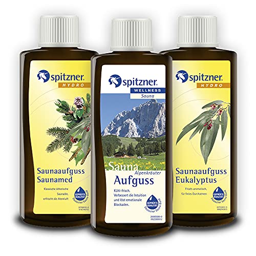 Saunaaufguss Traditionell: Saunamed, Eukalyptus, Alpenkräuter (3x190ml) von Spitzner